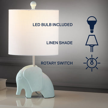 Koda Eclectic Southwestern Resin/Iron Elephant LED Kids Table Lamp - JONATHAN Y
